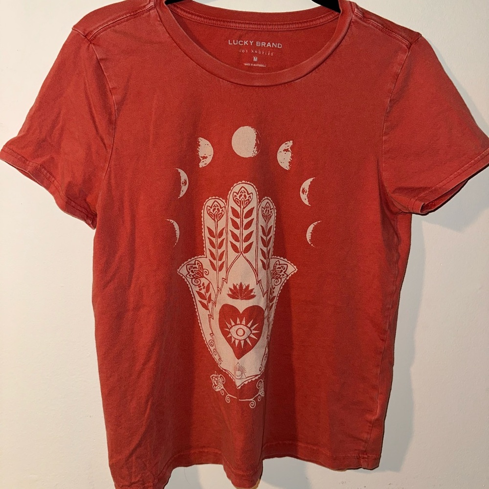 Lucky Brand Red Graphic Hamsa Tee